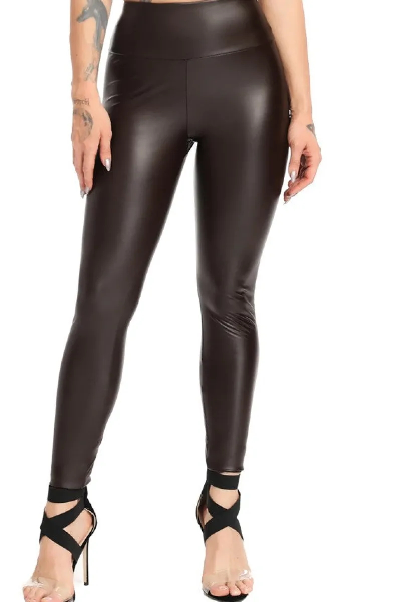 Boutique SPICY Legging Sexy | Legging Simili Cuir Marron Femme